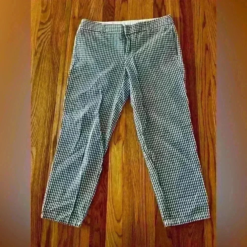 J.CREW -  BLUE/White Gingham Pants. City Fit. Size 4